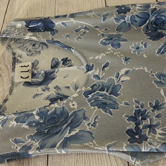 CLE Paris Floral Bodycon Tank Maxi Dress VTG Y2K 90s Blue White S/M - Picture 2 of 16